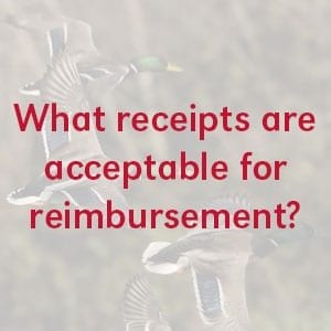 What receipts are acceptable for reimbursement?